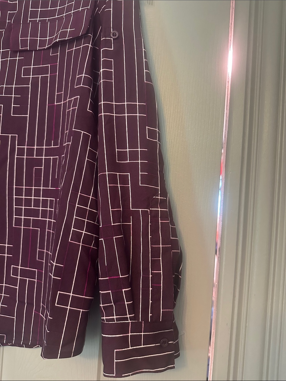 Calvin Klein Plum Grid Print Blouse - Picture 5 of 8
